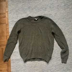 Everlane Ribbed Cashmere Crew Sweater Green XS
